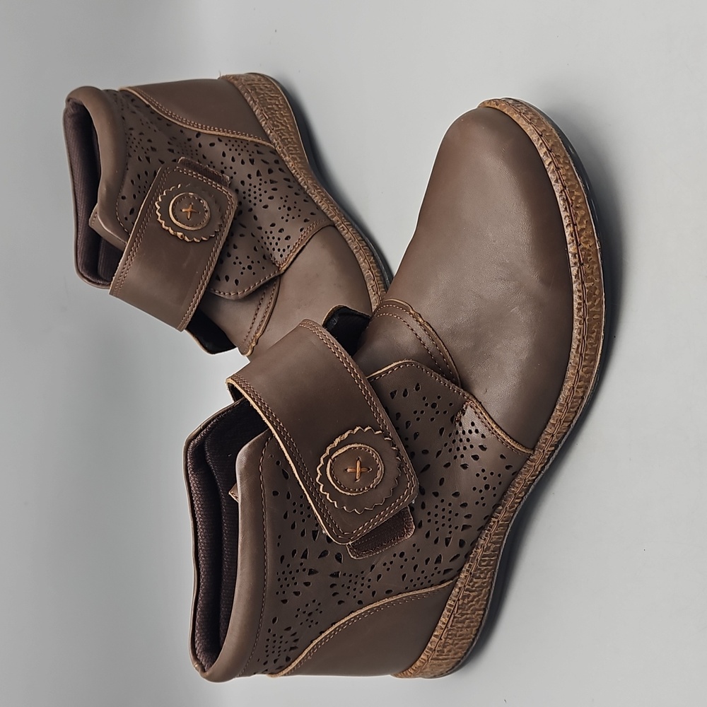 Spring Step Women's Brown Leather Souzala Cutout Strap Ankle Boot 42 US  10.5 11